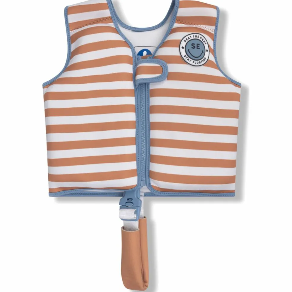 Gilet de natation Rayures brun (3-6 ans)