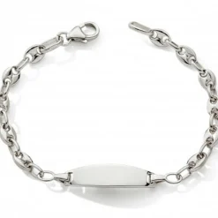 Gourmette maille grain de café plaque ovale 14 cm (argent)