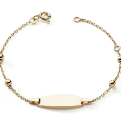 Gourmette plaque ovale avec chaîne perlée (or jaune 375°)