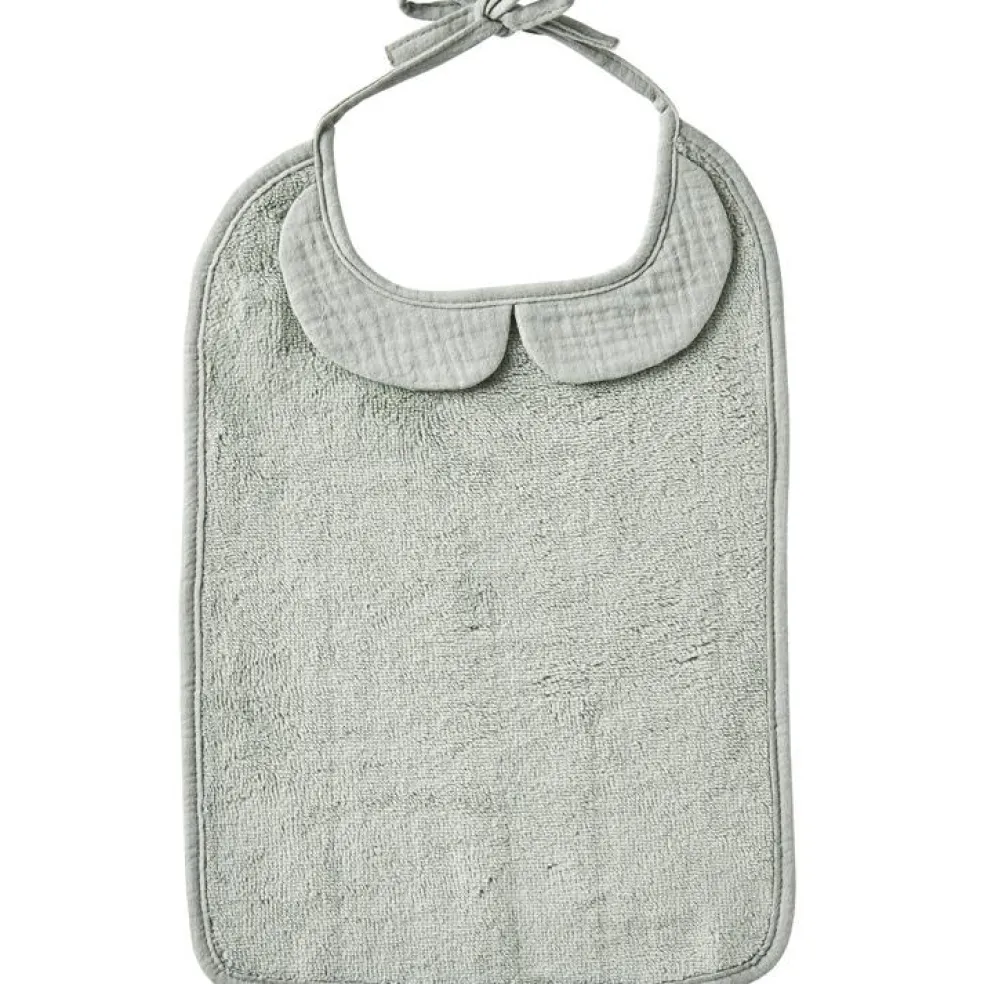Grand bavoir Soft bambou et gaze de coton vert de gris