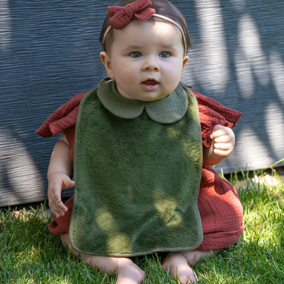 Grand bavoir Soft bambou et gaze de coton Fougère