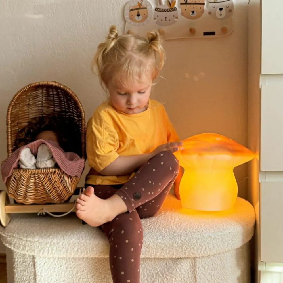 Grande lampe veilleuse champignon Doré