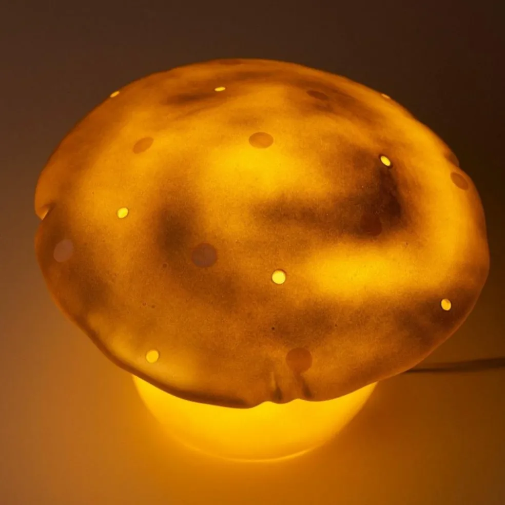 Grande lampe veilleuse champignon Doré