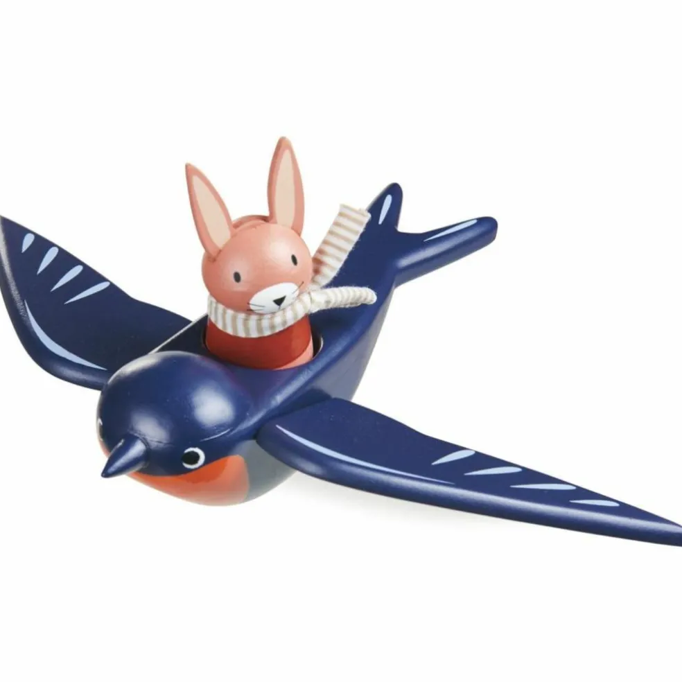 Hirondelle et son ami lapin en bois