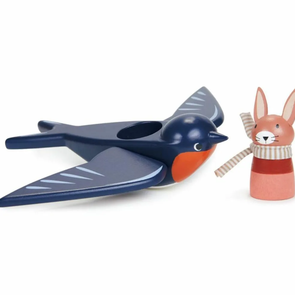 Hirondelle et son ami lapin en bois