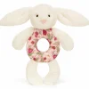 Hochet Lapin en fleurs Crème (18 cm)