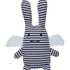 Hochet peluche Ange lapin marinière + pochette en coton