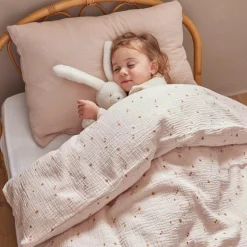 Housse couette en mousseline Bali, Moka & Snow (100x140 cm)