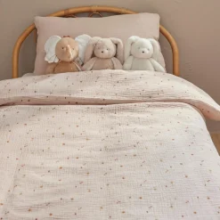 Housse couette en mousseline Bali, Moka & Snow (100x140 cm)