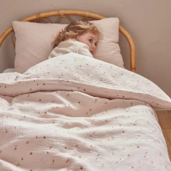 Housse couette en mousseline Bali, Moka & Snow (100x140 cm)