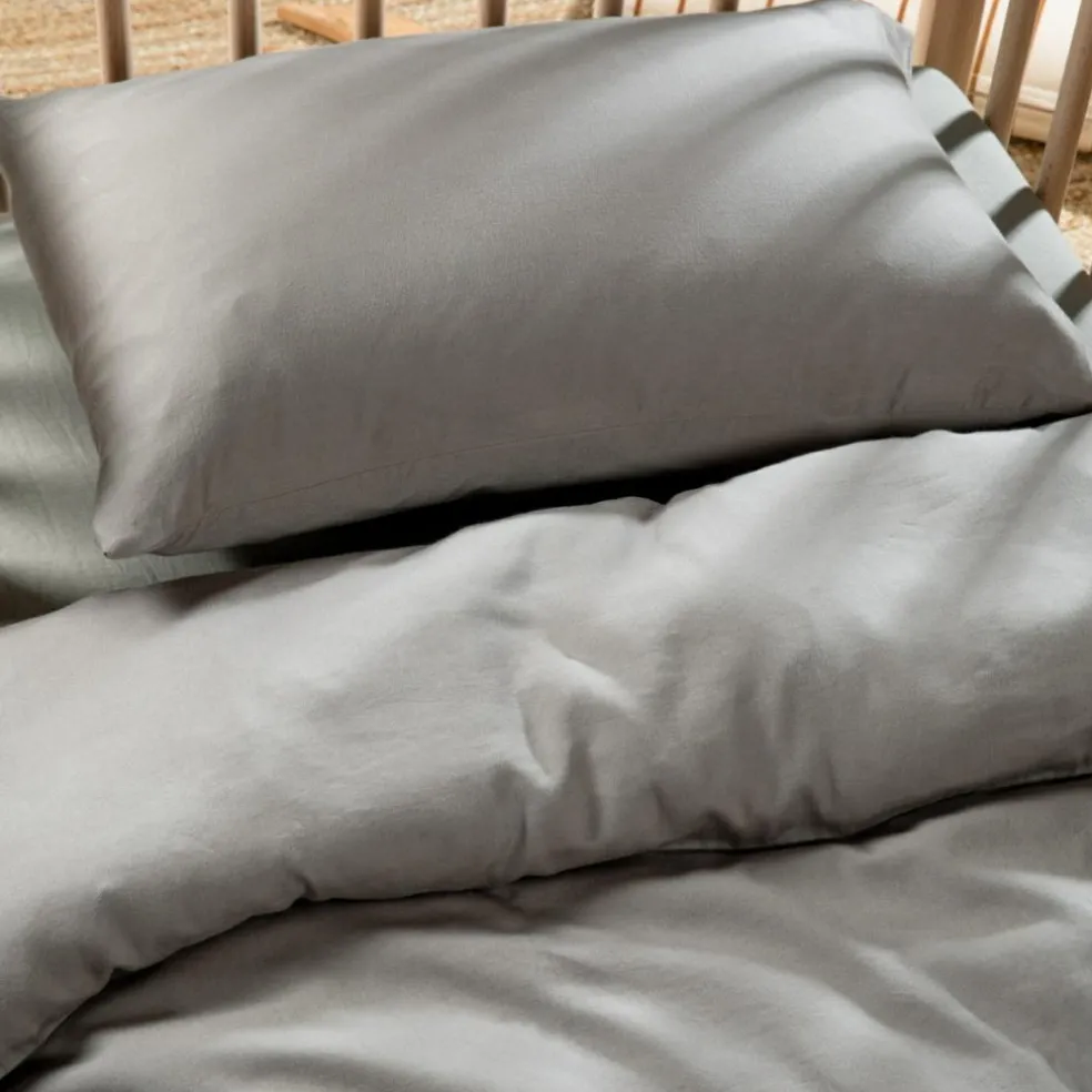 Housse de couette pur coton Gris tourterelle (100 x 140 cm)
