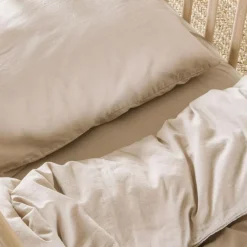 Housse de couette satin de coton bio Lin (100 x 140 cm)