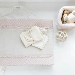 Housse de matelas à langer Happiness Vieux rose-Ecru (45 x 70 cm)