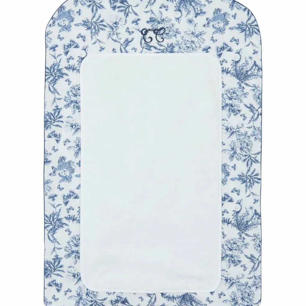 Housse de matelas à langer Toile de Jouy bleu