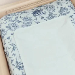 Housse de matelas à langer Toile de Jouy bleu