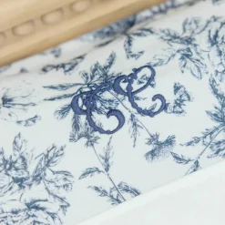 Housse de matelas à langer Toile de Jouy bleu