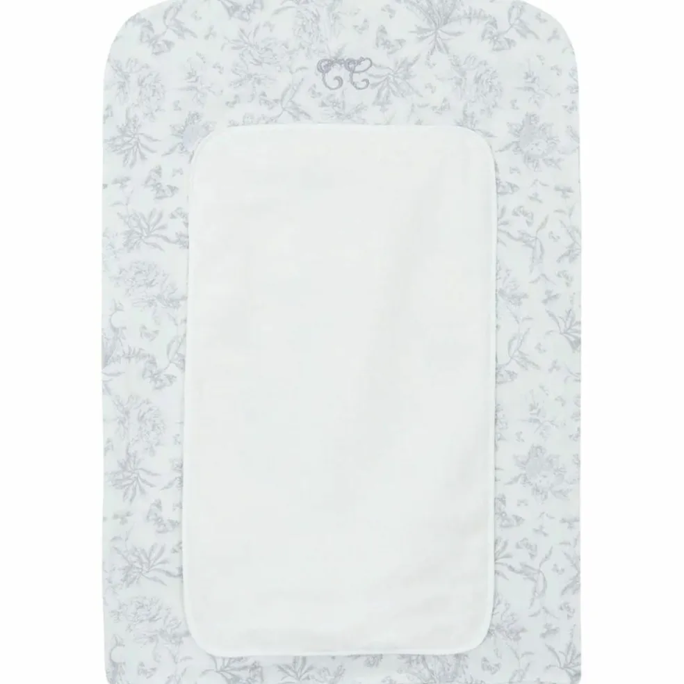 Housse de matelas à langer Toile de Jouy gris