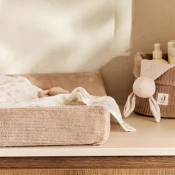 Housse matelas à langer en jersey Cloudy Rib Milky Coffee (50 x 70 cm)