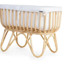 Housse pour berceau en rotin rectangulaire écru