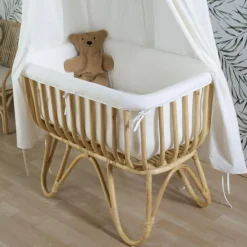 Housse pour berceau en rotin rectangulaire écru