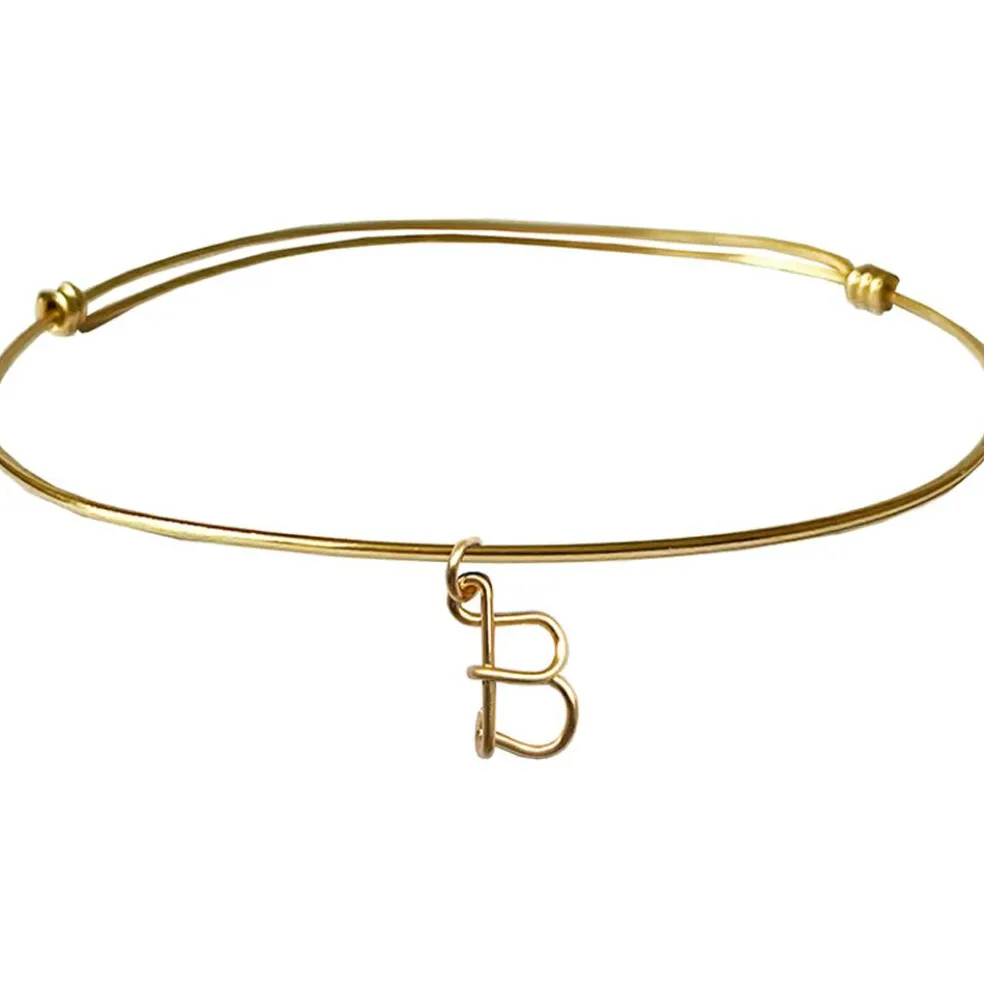 Jonc initial Lovely Hoop goldfilled jaune (personnalisable)