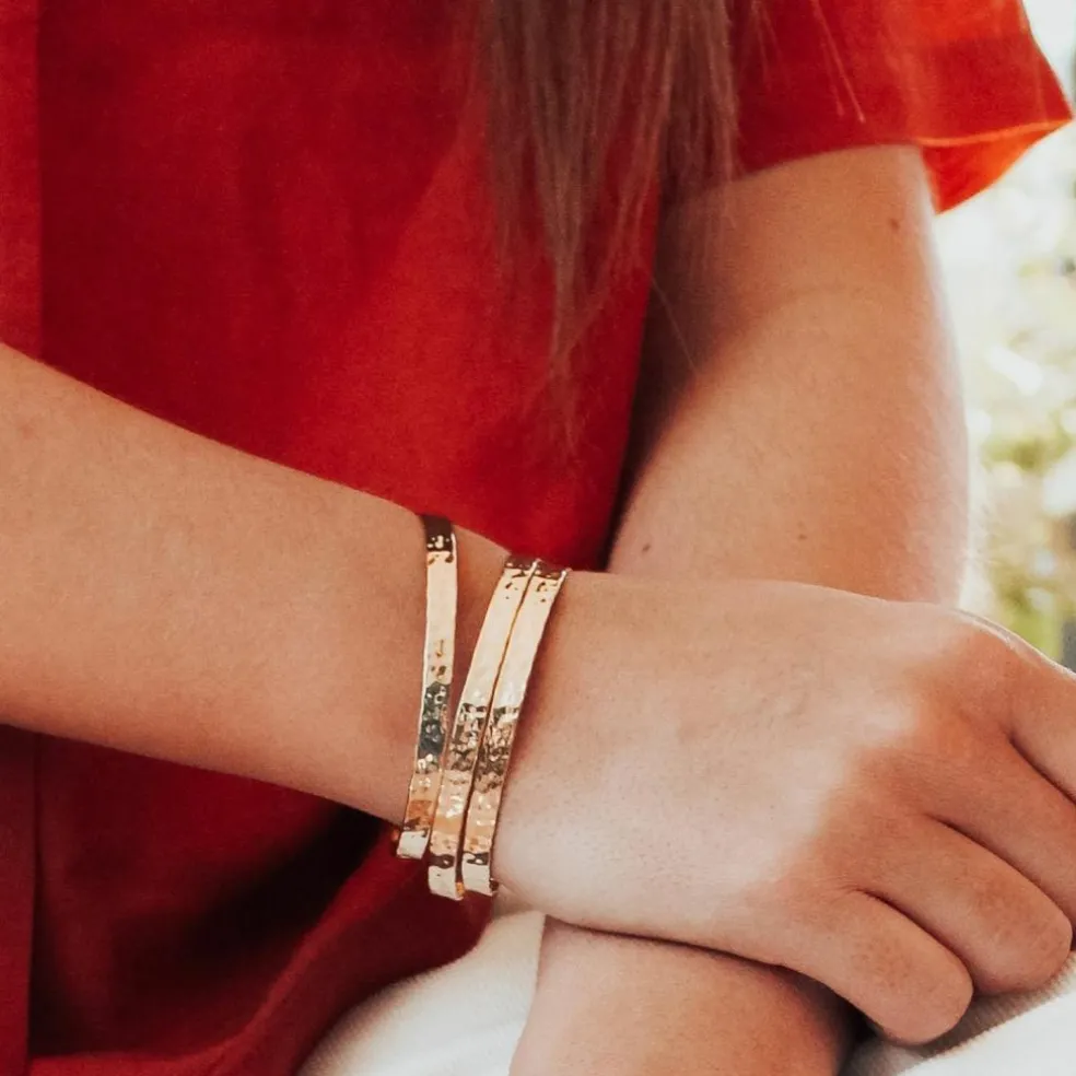 Jonc ruban martelé (plaqué or)