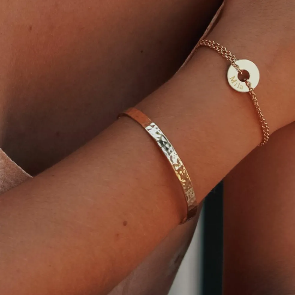 Jonc ruban martelé (plaqué or)