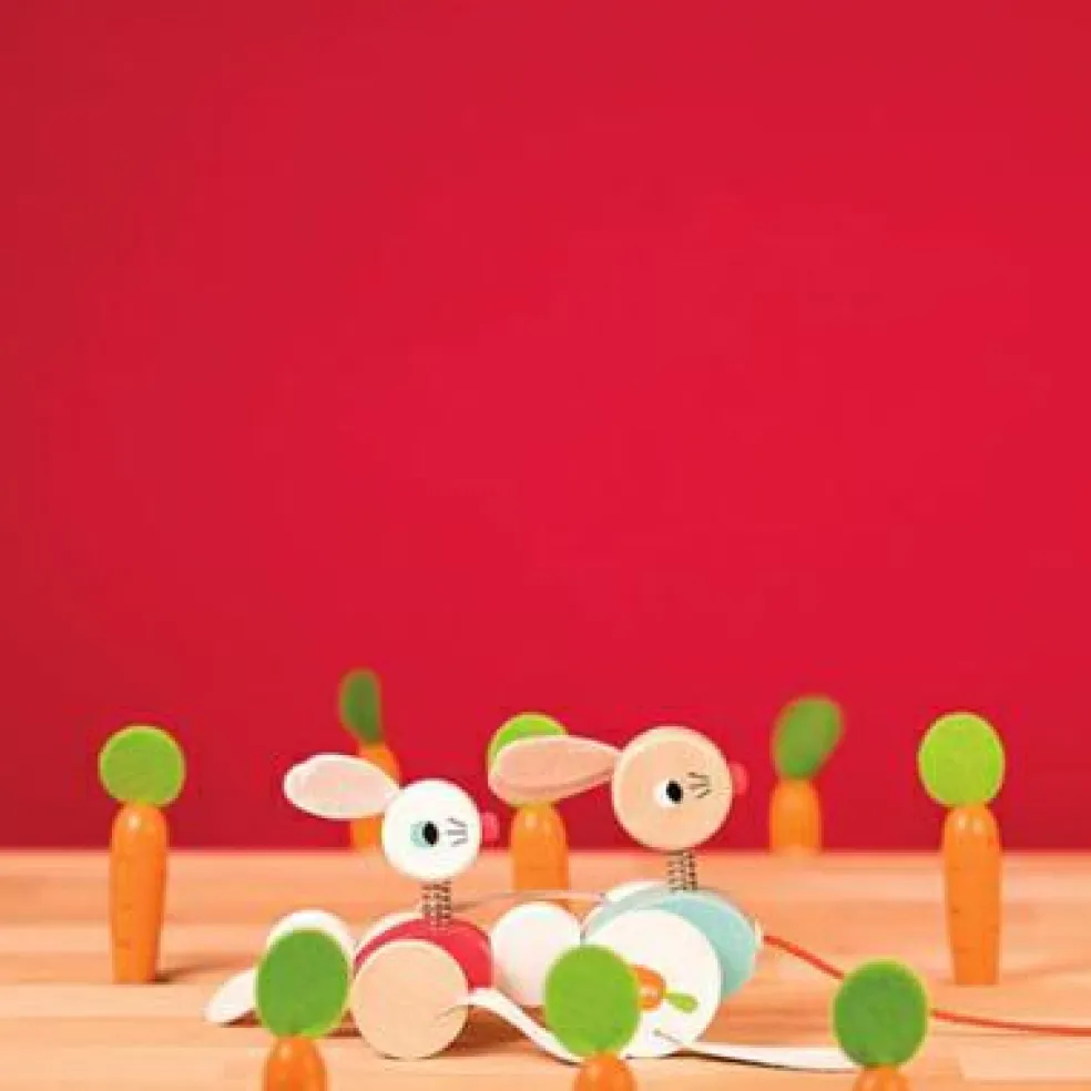 Jouet à tirer lapins zigolos