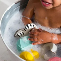 Jouet de bain bateau Origami latex d'hévéa mint