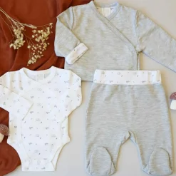 Kit de naissance Gris chiné 3 pièces (3 mois)