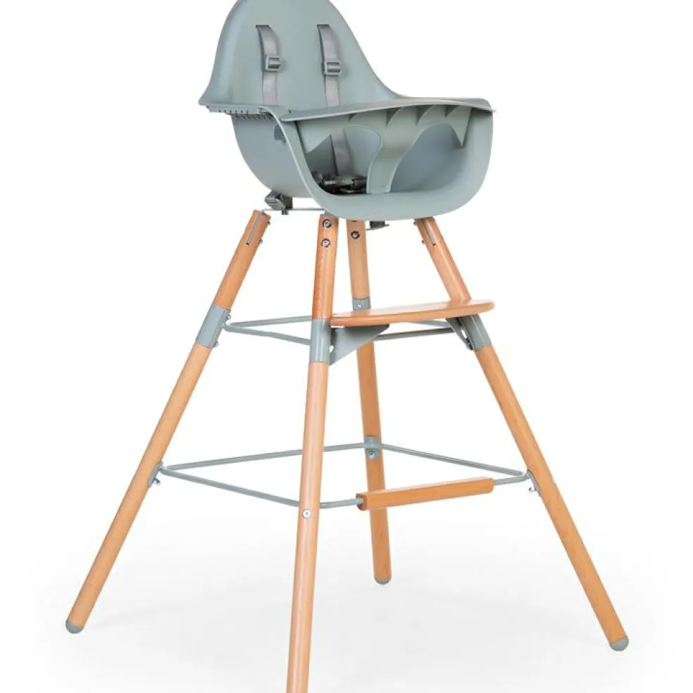 Kit de pieds longs pour chaise haute Evolu extra + repose-pieds en bois naturel menthe
