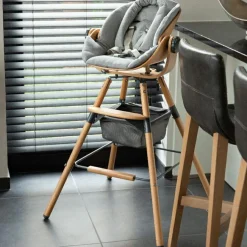 Kit de pieds longs pour chaise haute Evolu + repose-pieds en bois naturel gris