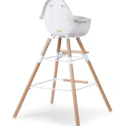 Kit de pieds longs pour chaise haute Evolu + repose-pieds en bois naturel blanc