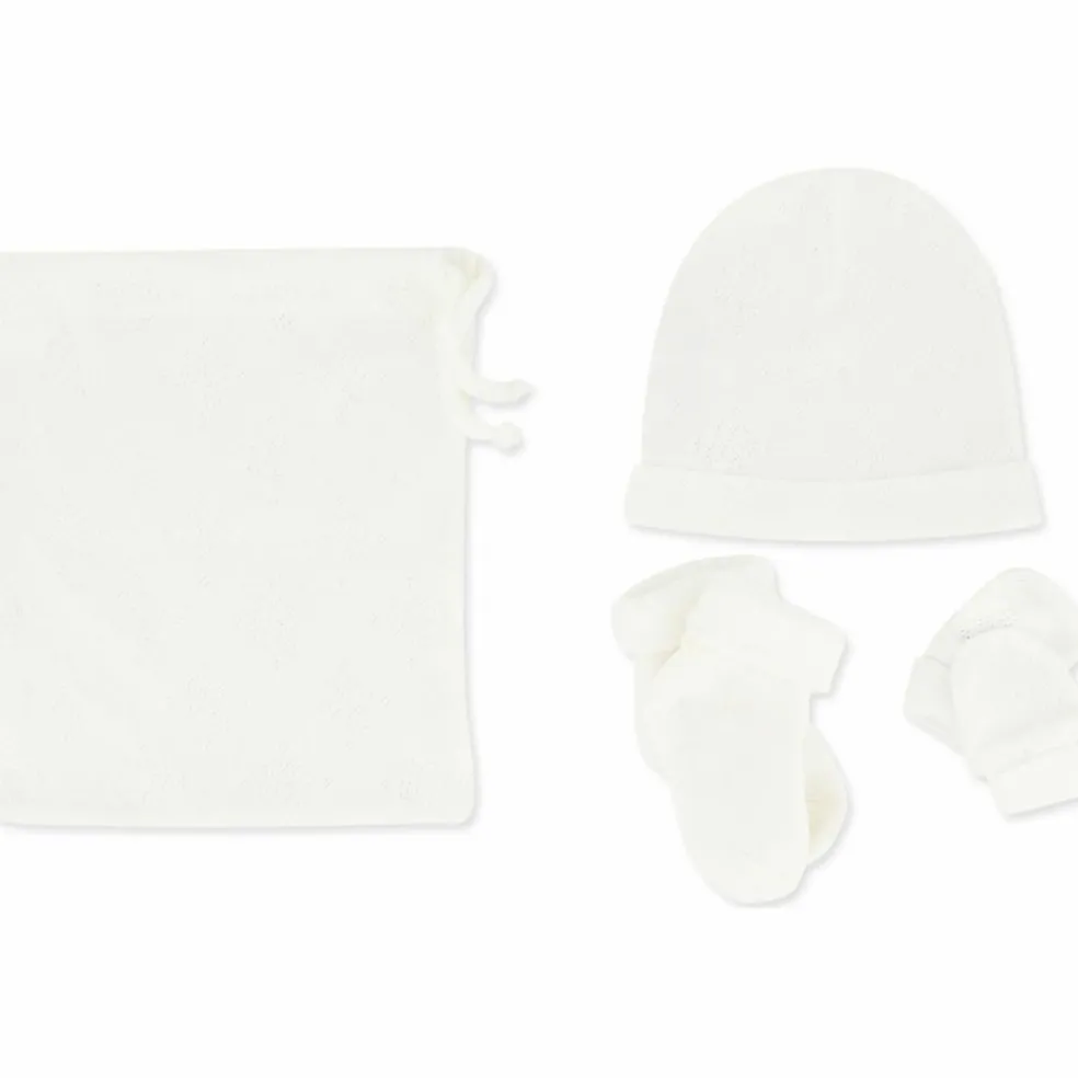 kit naissance bonnet chaussettes mouffles en coton bio