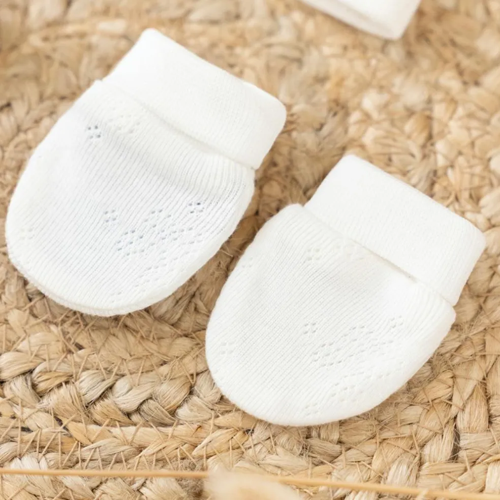 kit naissance bonnet chaussettes mouffles en coton bio