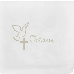 Lange de baptême personnalisable beige (70 x 70 cm)