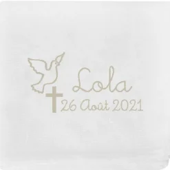 Lange de baptême personnalisable beige (70 x 70 cm)