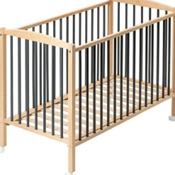 Lit à barreaux en bois Arthur hybride anthracite (60 x 120 cm)