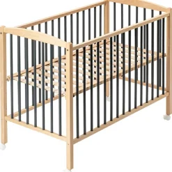 Lit à barreaux en bois Arthur hybride anthracite (60 x 120 cm)