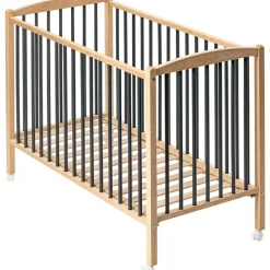 Lit à barreaux en bois Arthur hybride anthracite (60 x 120 cm)