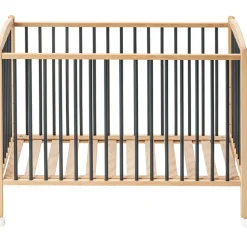 Lit à barreaux en bois Arthur hybride anthracite (60 x 120 cm)