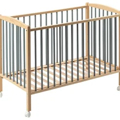 Lit à barreaux en bois Arthur hybride bleu gris (60 x 120 cm)