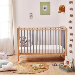 Lit à barreaux en bois Rémi hybride bleu gris (60 x 120 cm)