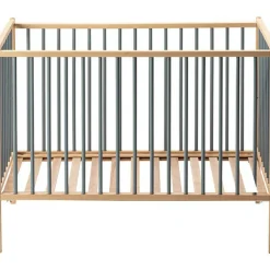 Lit à barreaux en bois Rémi hybride bleu gris (60 x 120 cm)