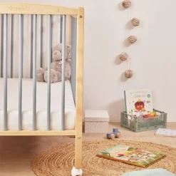 Lit à barreaux en bois Rémi hybride bleu gris (60 x 120 cm)