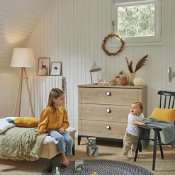 Lit bébé évolutif en chêne blond noir Marcel (70 x 140)