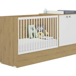 Lit bébé évolutif en lit junior Arthur imitation chêne (60 x 120 cm)