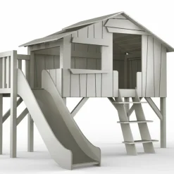 Lit cabane avec toboggan finition laquée (coloris au choix)