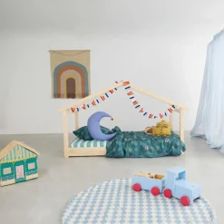 Lit cabane Star Light 1 finition bois brut (90 x 200 cm)