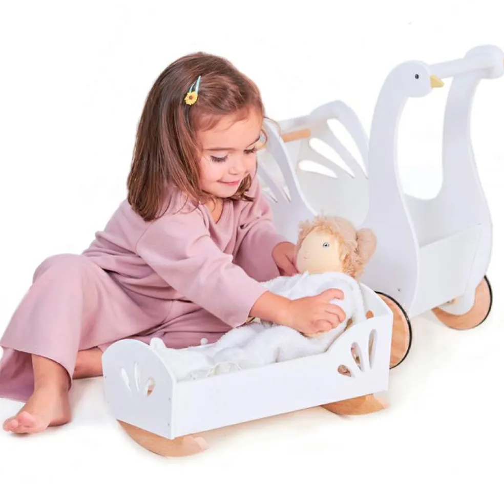 Lit de poupée à bascule cygne